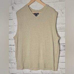 Arnold Palmer Mens Sweater Vest XL Beige Knit Golf Grandpa Core Pullover